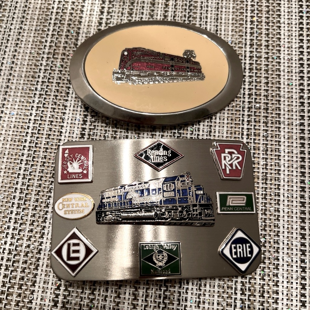 VTG Railroads Belt Buckles Erie Lehigh Reading Jersey Central Conrail Locomotive